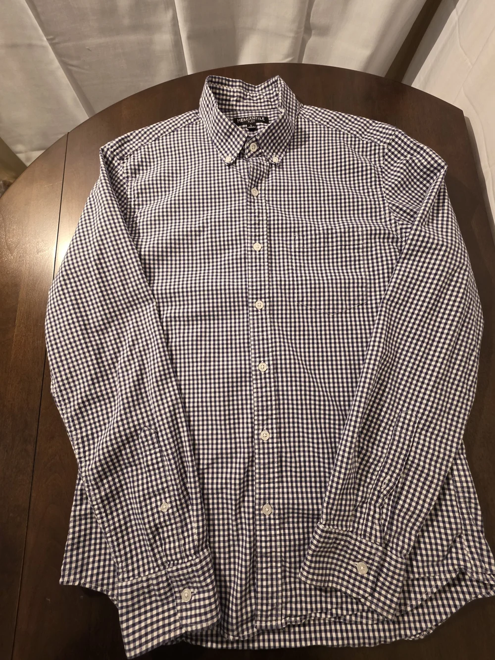 J. Crew Mercantile Flex Performance Navy/ White Gingham Plaid Button-Down Shirt